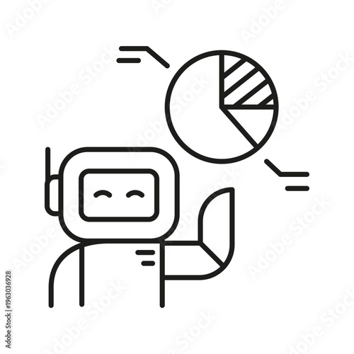 Ai robot present data chart line icon
