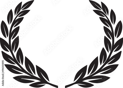 Classic black laurel wreath symbol Vector, illustration