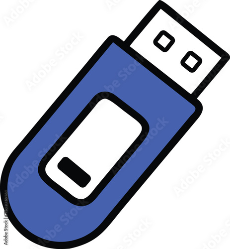 A simple blue portable memory stick used for storing digital data files on a modern computer