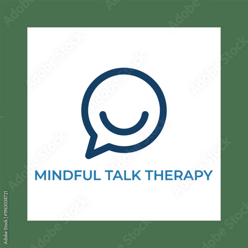 Smiling chat bubble icon for mental health talk therapy and counseling logo