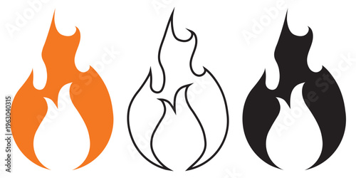 Fire flame icon. Burning symbol. Fireball sign. Energy illustration isolated.