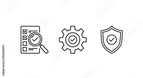 Security analysis and protection icons depicted in a minimalist silhouette