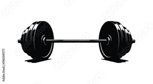 A black barbell with weight plates a striking fitness silhouette