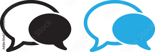 Two chat bubbles isolated on white background in black and blue