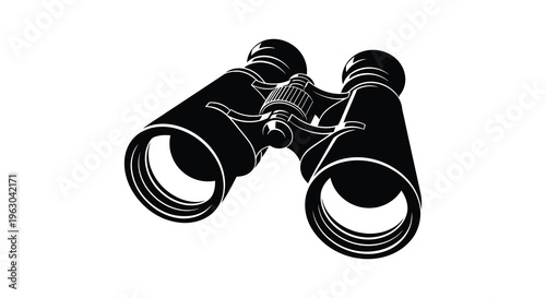 Detailed black silhouette of binoculars a viewing instrument silhouette