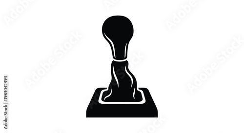 Black gear shift lever illustration with a stark silhouette