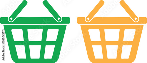 Colorful shopping basket icons isolated on white background