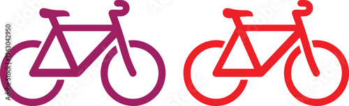 Colorful bicycle icons isolated on white background