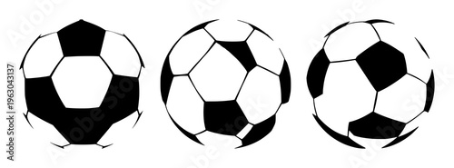 Soccer ball silhouette set with black outline on plain background featuring soccer ball, sports, athletics with line art and illustration