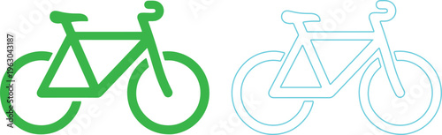 Green and blue bicycle icons on a white background