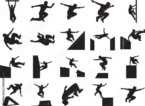 Parkour Athlete Silhouette Dynamic Urban Movement