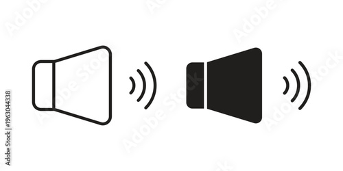 Volume icon with editable stroke and solid design vectors