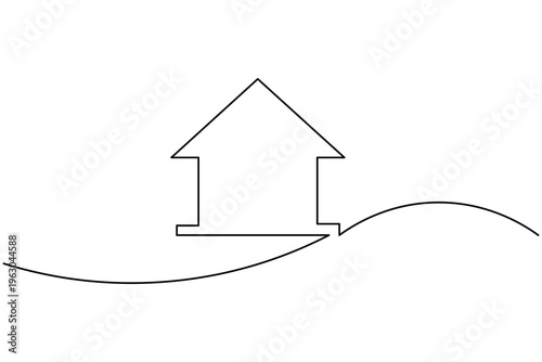 House continuous one line drawing minimalist style for real estate and home concept vector
