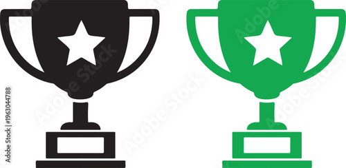 Two trophy icons with star in a modern style isolated on white background
