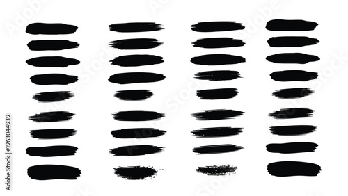 A series of four columns of black brush strokes on a white background