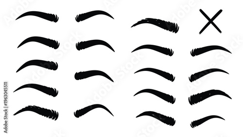 A collection of various eyebrow shapes and styles for makeup and design reference