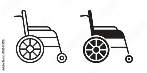 Wheelchair icon with editable stroke and solid design vectors