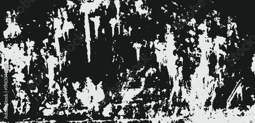 Abstract destruction stains grunge pattern. Distress overlay texture. Dirty rough wall concept. Worn and torn weathered effect. Vector black and white background