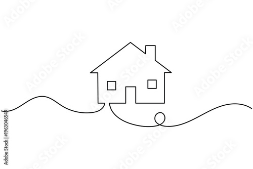 House continuous one line drawing minimalist style for real estate and home concept vector
