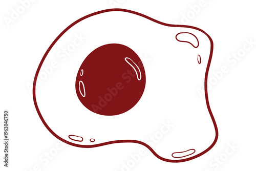 Fried egg vector line art doodle. Breakfast icon, minimalist food element isolated on white background.