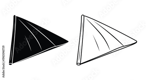 Sailboat Sails, Vector Sailboat, Black and White Sails, Nautical Elements isolated on White Background