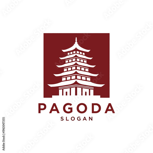 Stylized East Asian Pagoda Vector Illustration for Cultural or Spiritual Design