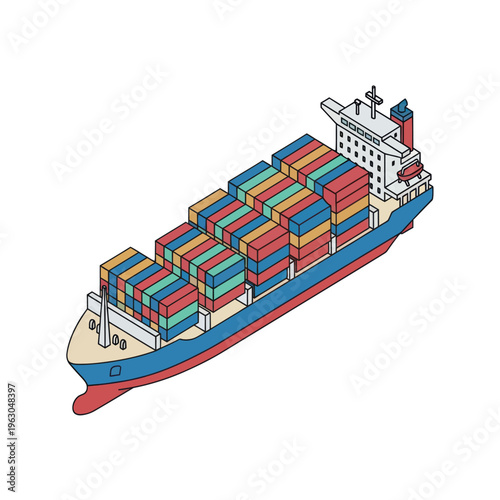 Large Cargo Ship with Shipping Containers.