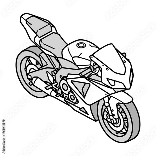 Motorcycle Illustration Line Art Design.