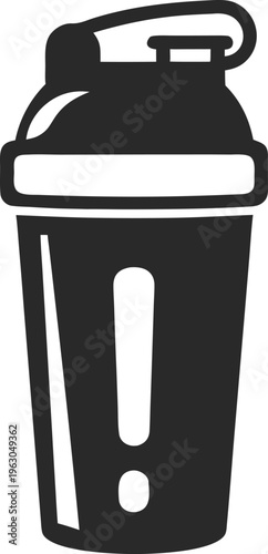 Simple black and white illustration of a protein shaker bottle