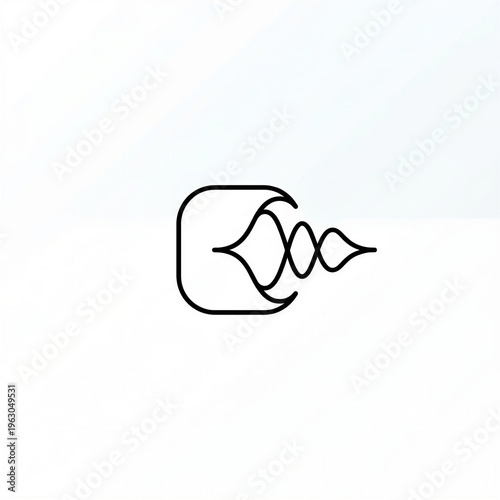 AI assistant icon with waveform symbol in minimalist black design  