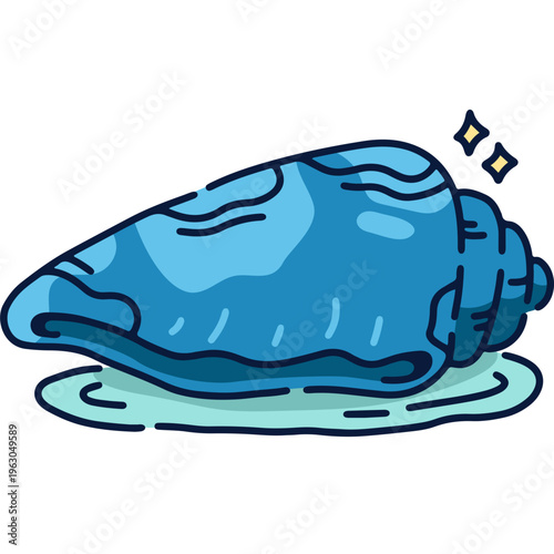 Vibrant blue conch shell illustration