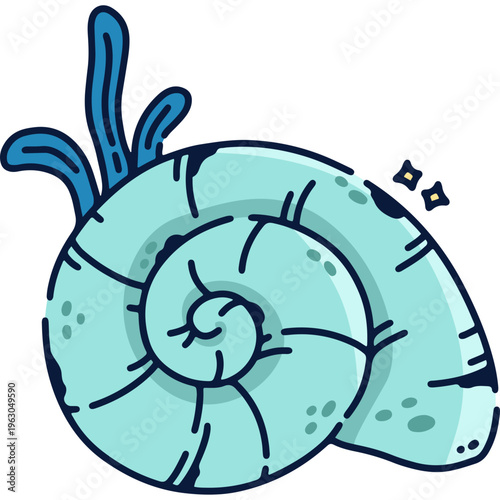 Blue nautilus shell vector icon