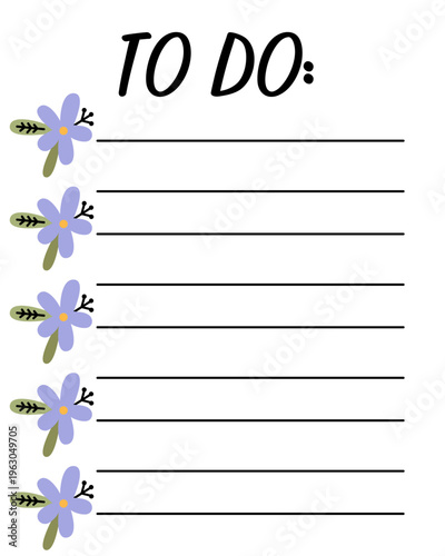 Spring gardening notes list template. Organizer and Schedule with place for Notes. Good for Kids. Vector illustration design for planner.