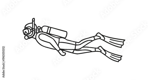 Scuba diver swimming underwater silhouette