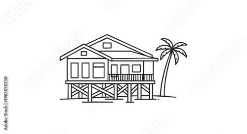 Small house on wooden stilts