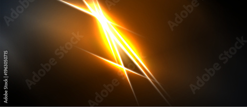 Bright light streaks radiate from central point. Dark background emphasizes intense glow, creating dramatic visual effect.
