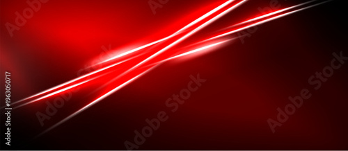 Abstract red lines intersect dark background. Bright energy radiates, creating dynamic visual impact. Minimalist design evokes speed, power.