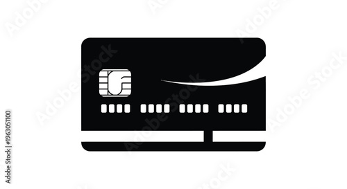A black credit card graphic with magnetic stripe a modern silhouette