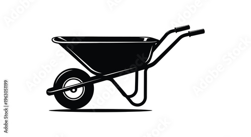 Black wheelbarrow depiction with a striking dark silhouette