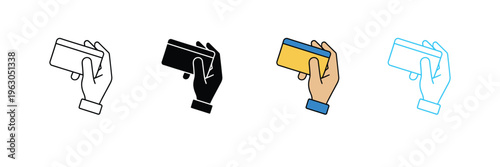Credit Card in Hand Icon for Online Payment, Banking Transaction, and Financial Service. Symbol Vector Illustration.