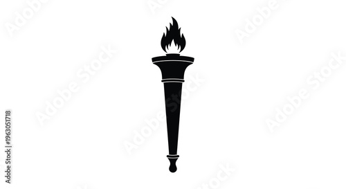 Statue of liberty torch illustration in a stark black silhouette