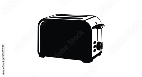 Black kitchen appliance a two slice toaster simple design silhouette