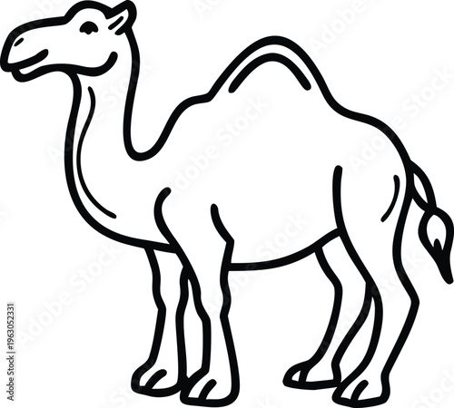 Simple line drawing of a camel facing to the left