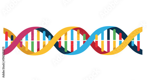 Colorful illustration of a double helix dna structure with vibrant bands