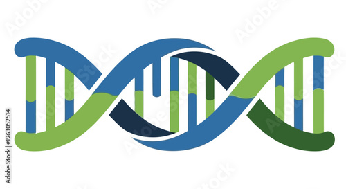 Stylized dna helix logo with blue and green gradient colors on white background