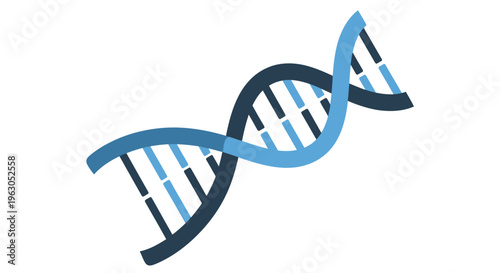 Stylized illustration of a dna double helix structure in shades of blue