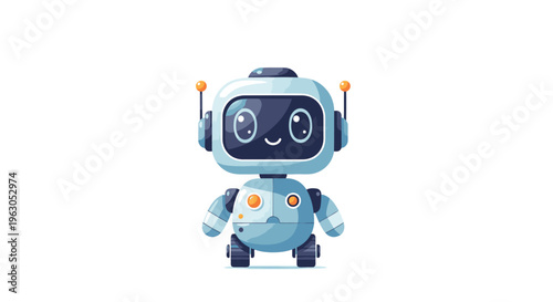 Blue Cartoon Robot Toy with Antennae.