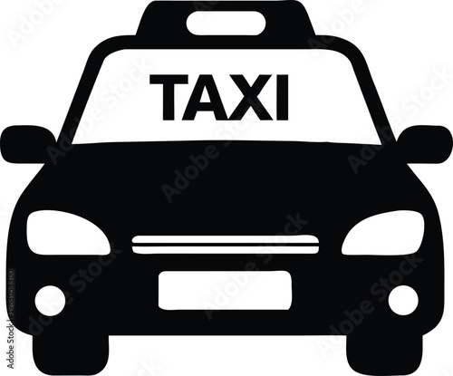 Black silhouette of a taxi cab with a prominent taxi sign