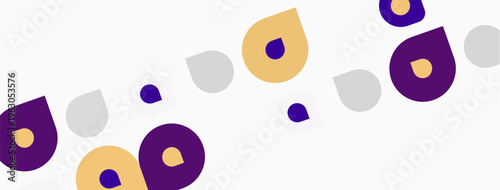 Abstract background features colorful circles, dots. Soft hues create playful, modern aesthetic. Minimalist design, simple shapes.