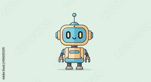 Cute Cartoon Robot Character Illustration 4.